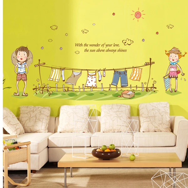 New cartoon little boy and little girl clothes children room household adornment wall stickers in the wall to stick on the wall
New cartoon little boy and little girl clothes children room household adornment wall stickers in the wall to stick on the wall