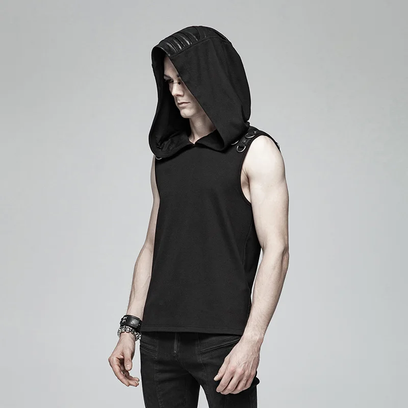 black hoodie sleeveless