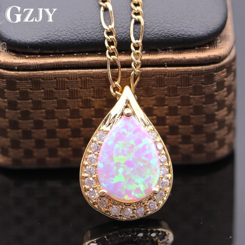 GZJY Luxury Necklace Pendant White Blue Pink Fire Opal&AAA Zircon Gold Color Waterdrop Pendant For Gift of Love
GZJY Luxury Necklace Pendant White Blue Pink Fire Opal&AAA Zircon Gold Color Waterdrop Pendant For Gift of Love