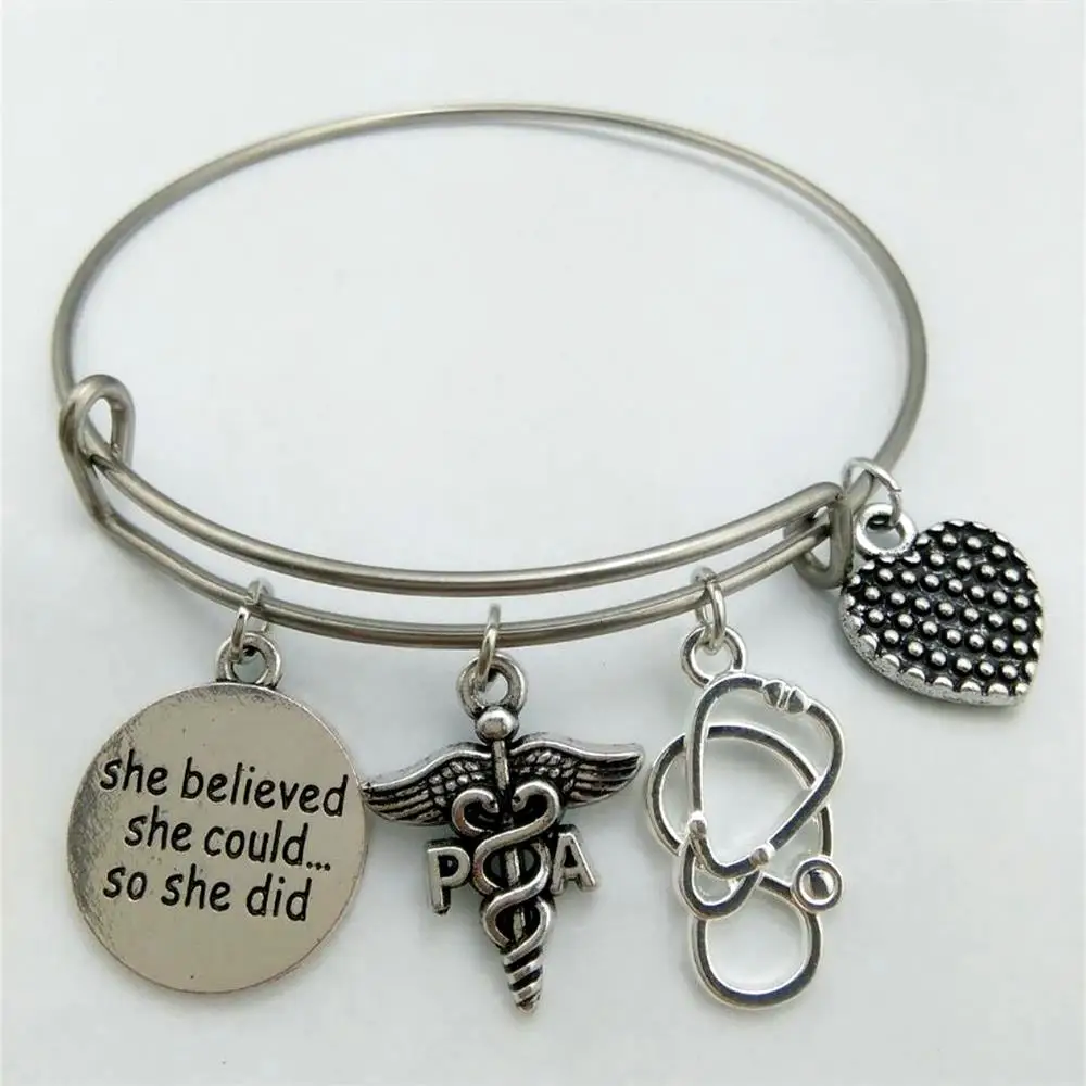 my shape Silver Plated Physician Assistant PA Stainless Steel Nurse Bracelets Bangle With Medical Nurse Doctor Stethoscope
my shape Silver Plated Physician Assistant PA Stainless Steel Nurse Bracelets Bangle With Medical Nurse Doctor Stethoscope
