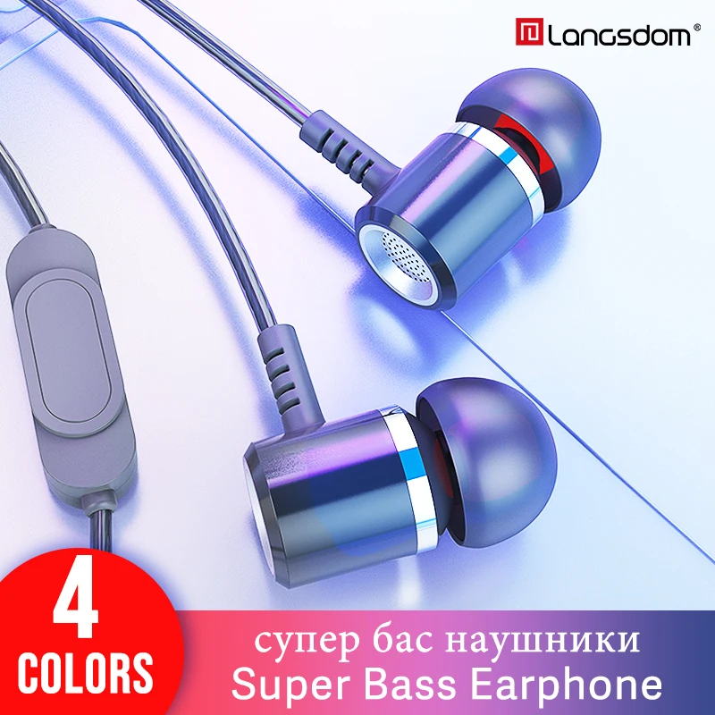 

Langsdom Alloy Wire 3.5mm Jack Earphone M400 In-ear Headphone Super Bass with Mic Stereo Hifi Effect Headset Earbuds for Phones