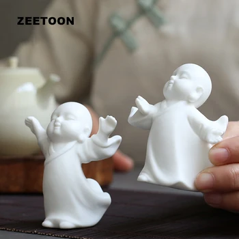 

Chinese Style Jade Porcelain Tea Pets Tea Ceremony Accessories Tea Tray Decor Monk Statues Figurines Boutique Souvenir Crafts