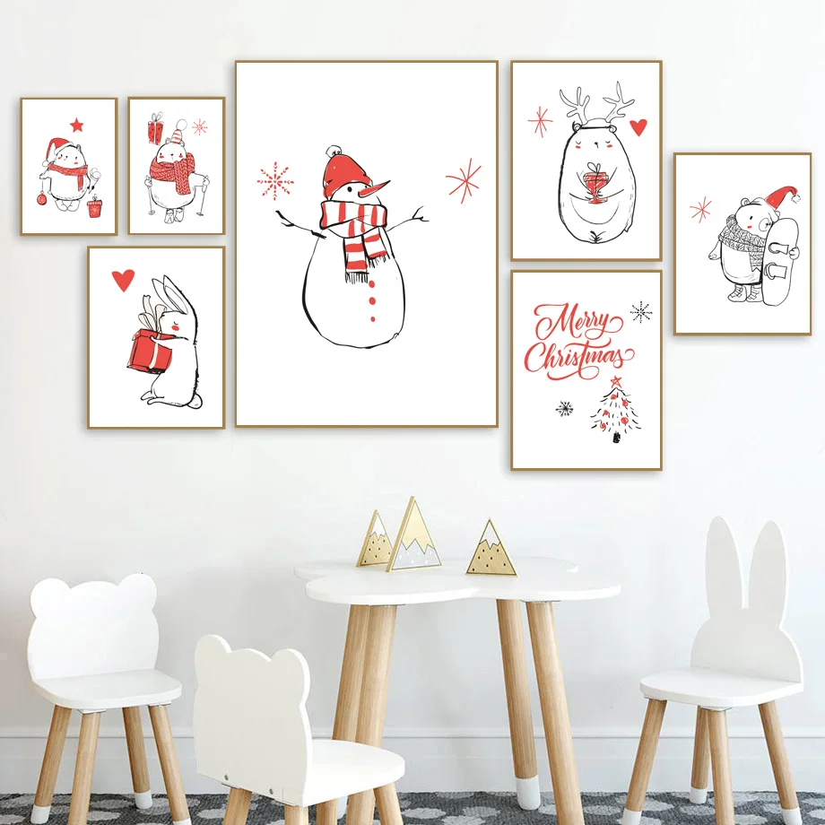 Canvas Painting Home Decor Nordic Bear Rabbit Snowman Christmas Gift Tree Picture Modern Printed Poster For Living Room Wall Art
Canvas Painting Home Decor Nordic Bear Rabbit Snowman Christmas Gift Tree Picture Modern Printed Poster For Living Room Wall Art