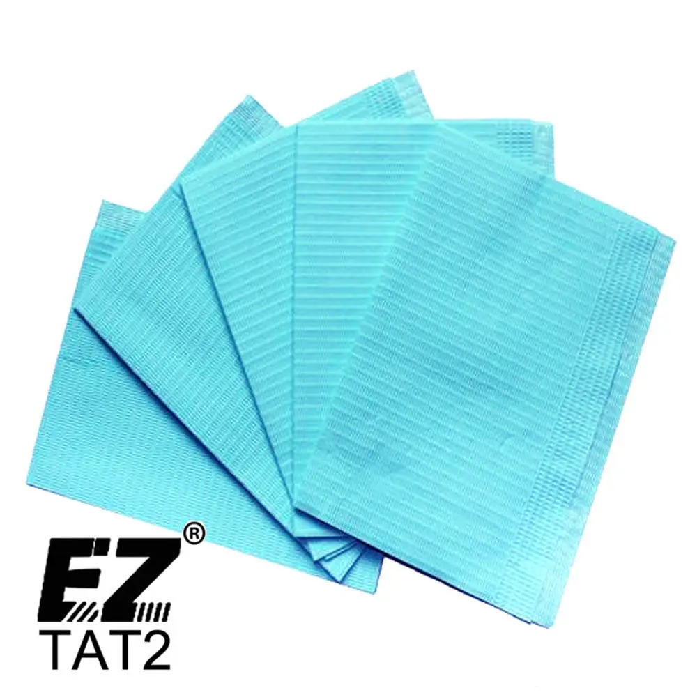 

125pcs 13"X18" Blue Tattoo Cleaning Wipes Disposable Dental Piercing Bibs Waterproof Sheets 3-ply Paper Blue/Black