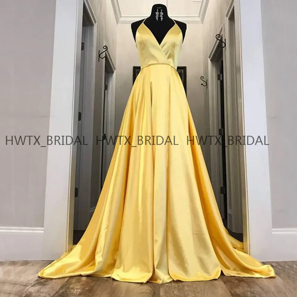 Cheap Simple Yellow Prom Dresses Plus Size A Line Halter Sleeveless Long Women Evening Dress 2019 Formal Occasion Gown Custom
Cheap Simple Yellow Prom Dresses Plus Size A Line Halter Sleeveless Long Women Evening Dress 2019 Formal Occasion Gown Custom