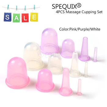 

SPEQUIX 4 Cups/Set Cup Cups Soft Silicone Pain Relief Body&Facial Vacuum Therapy Anti-Cellulite Massage Cup Set 4 Sizes