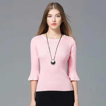 Europe 2017 Spring Women's High Fashion O-Neck Three Quarter Flare Sleeve Solid Knitted Sweater Female Casual Pullover Elegant
Europe 2017 Spring Women's High Fashion O-Neck Three Quarter Flare Sleeve Solid Knitted Sweater Female Casual Pullover Elegant