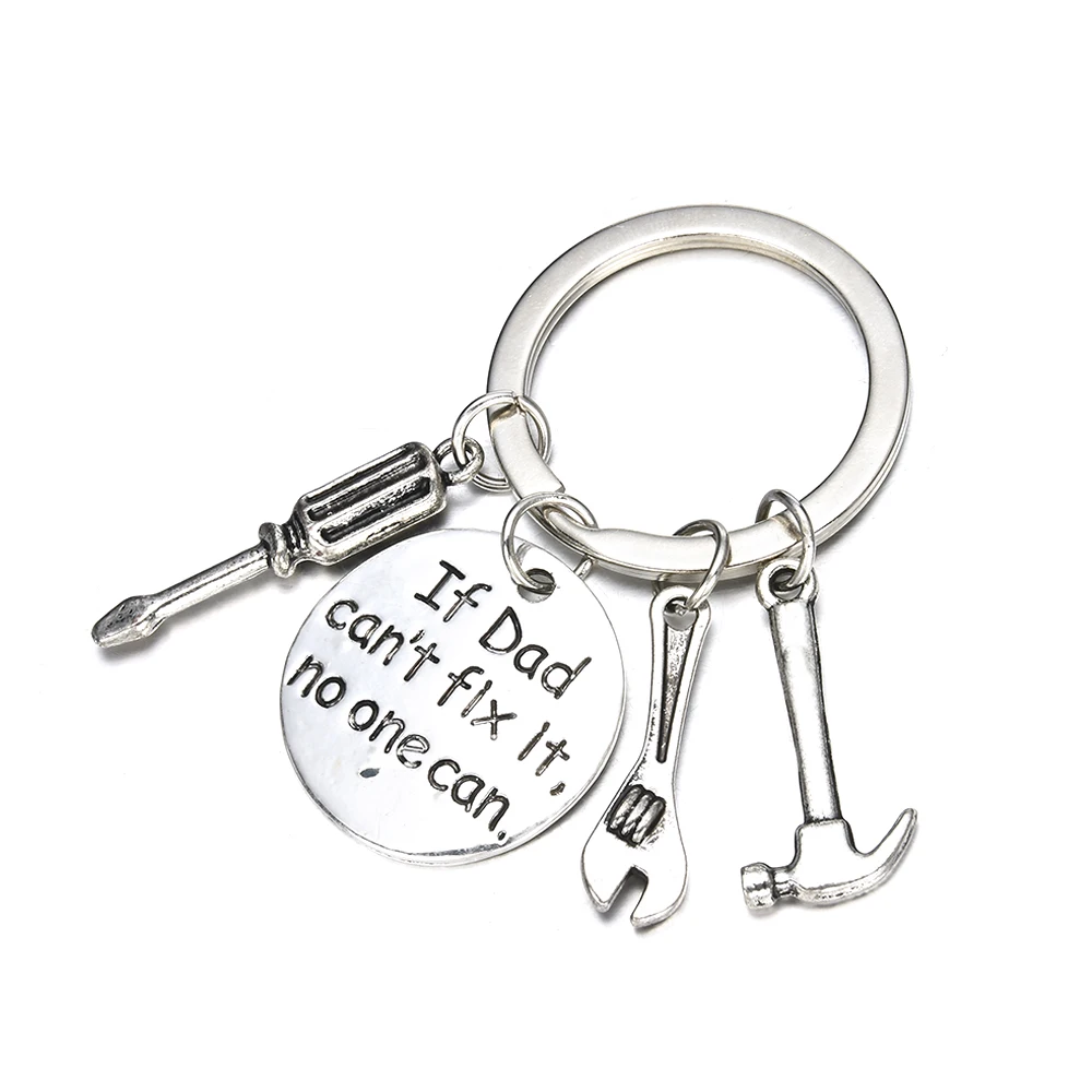 

Father Papa Hand Tools Pendant Keyring Keychain "If Dad Can't Fix It No One Can" letter Sculpture Best father's day gift