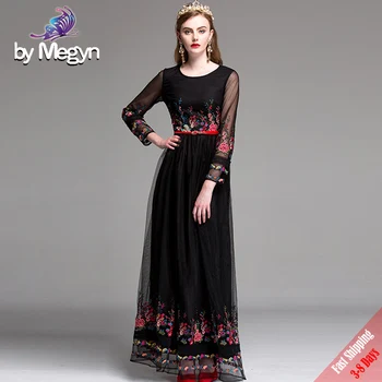 High Quality Runway Maxi Dresses Women's New New Long Sleeeve Flower Embroidery Black Lace Stunning Long Dress 2019
High Quality Runway Maxi Dresses Women's New New Long Sleeeve Flower Embroidery Black Lace Stunning Long Dress 2019
