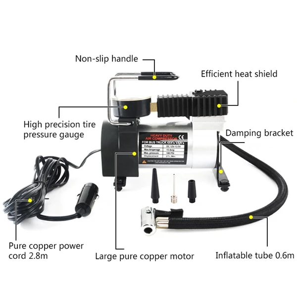 12V Portable Car Electric Inflator Pump Air Compressor 80PSI Electric Tire Tyre Inflator Pump for for Auto Bicycles Motorcycle
12V Portable Car Electric Inflator Pump Air Compressor 80PSI Electric Tire Tyre Inflator Pump for for Auto Bicycles Motorcycle