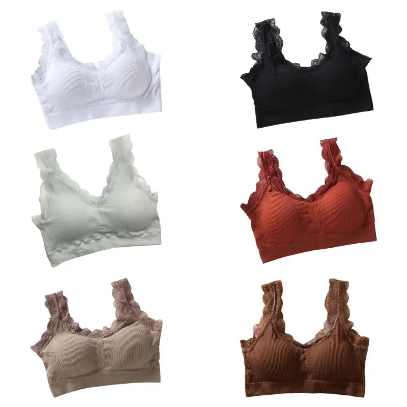 Womens Thread Ribbed Knitted Sport Bralette Scalloped Lace Splicing Seamless Underwear Solid Color Wireless Crop Top Vest
Womens Thread Ribbed Knitted Sport Bralette Scalloped Lace Splicing Seamless Underwear Solid Color Wireless Crop Top Vest