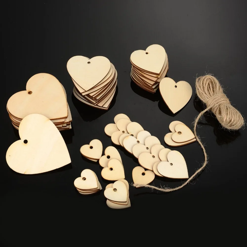 (100pcslot) One hole Unfinished Wooden Heart Key Chain Bulk Cutout Favor Wood Wedding Love Tags ornaments Painted Varnished 01