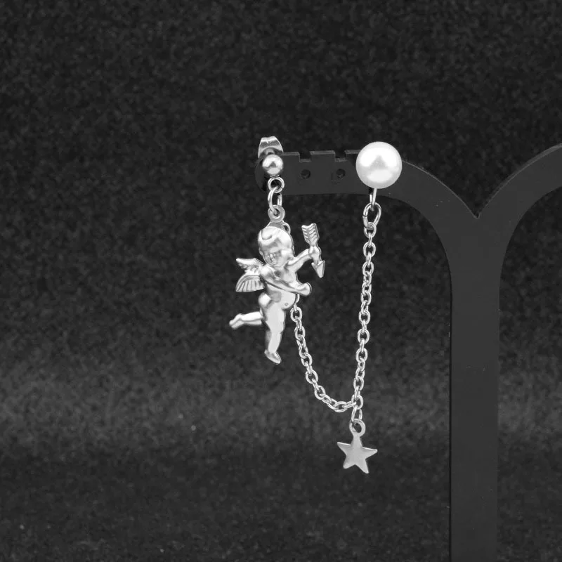 Korean Boys Punk Ear Clip Cuff Wrap Earrings Angel Pearl Star Men Stainless Steel Stud Earring Hipster Grunge Accessory Unisex
Korean Boys Punk Ear Clip Cuff Wrap Earrings Angel Pearl Star Men Stainless Steel Stud Earring Hipster Grunge Accessory Unisex