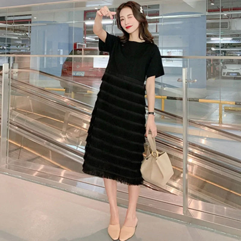 Tassel Dress Womens Tshirt Dress Summer Plus Size XL-5XL Loose Patchwork Long Dress Fat MM Slim Legging Dress Spring A216
Tassel Dress Womens Tshirt Dress Summer Plus Size XL-5XL Loose Patchwork Long Dress Fat MM Slim Legging Dress Spring A216