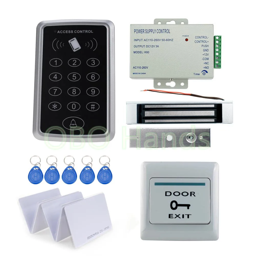 DIY 125KHz Rfid Access Control System Full Kit Set + Electronic Door Lock + Power Supply + Exit Button
DIY 125KHz Rfid Access Control System Full Kit Set + Electronic Door Lock + Power Supply + Exit Button