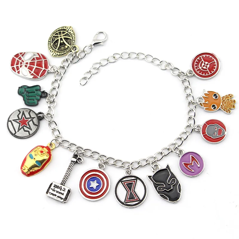 The Avengers Bracelets Black Panther Captain America Doctor Strange Deadpool Thor Hammer Shield Set Charms Enamel Charm Jewelry
The Avengers Bracelets Black Panther Captain America Doctor Strange Deadpool Thor Hammer Shield Set Charms Enamel Charm Jewelry