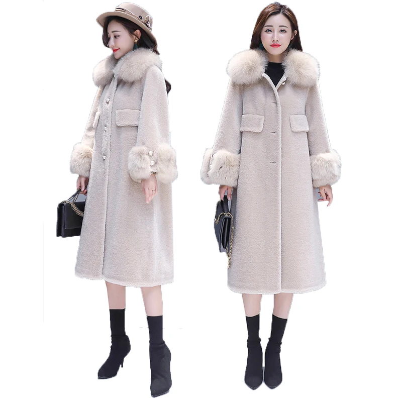 2019 Winter Women Long Coats Soft Faux Fur Warm fur collar Plush Coat Female Outwear treetwear Femal Wool Coat
2019 Winter Women Long Coats Soft Faux Fur Warm fur collar Plush Coat Female Outwear treetwear Femal Wool Coat