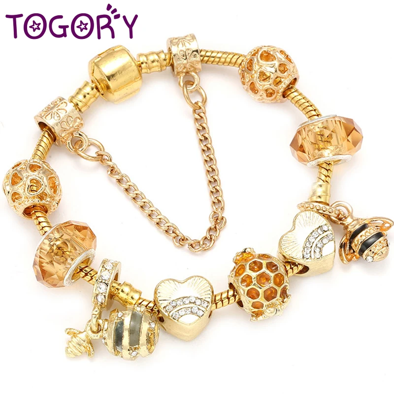 TOGORY 2019 Authentic Gold Color Bees Dangles Charm Bracelet White Crystal Beads Fine Bracelet For Women Kids Birthday Gifts
TOGORY 2019 Authentic Gold Color Bees Dangles Charm Bracelet White Crystal Beads Fine Bracelet For Women Kids Birthday Gifts