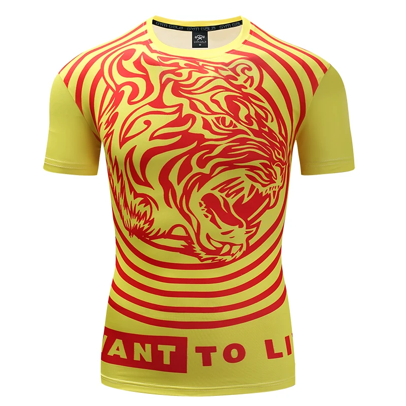 2018 new 3D printing compression men's body-hugging 3D printed tiger head men's short sleeves.
2018 new 3D printing compression men's body-hugging 3D printed tiger head men's short sleeves.