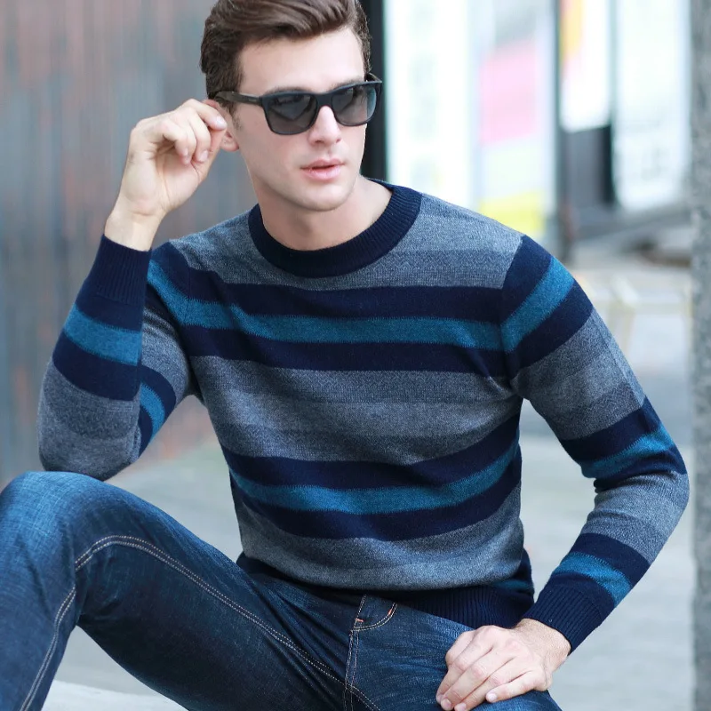 Casual Winter Thick Round Neck Striped Pullovers Fit 100% Wool Long Sleeve Sweater Men Christmas Mens Sweaters Pull Homme M-3XL
Casual Winter Thick Round Neck Striped Pullovers Fit 100% Wool Long Sleeve Sweater Men Christmas Mens Sweaters Pull Homme M-3XL
