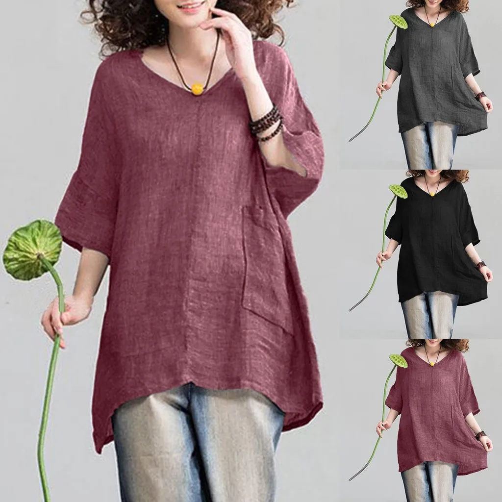 Feitong 2019 New Summer Women clothes Casual Blouse V Neck Linen Solid Shirt Boho Comfortable Loose Pocket Top roupa feminina #C
Feitong 2019 New Summer Women clothes Casual Blouse V Neck Linen Solid Shirt Boho Comfortable Loose Pocket Top roupa feminina #C