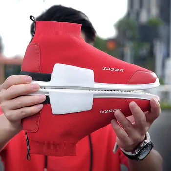 New lifestyle High Top Gym Sport Sneakers Men Breathable Fly Knit Sport Platform Running Feminino Casual Shoes Male Red black
New lifestyle High Top Gym Sport Sneakers Men Breathable Fly Knit Sport Platform Running Feminino Casual Shoes Male Red black