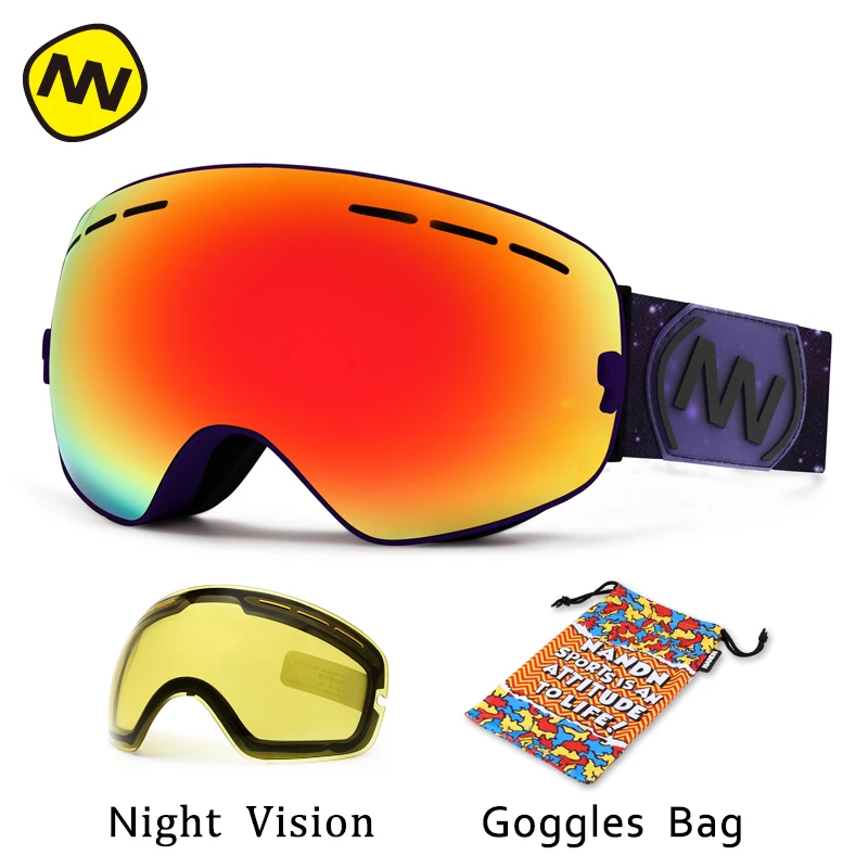 NANDN брендовые лыжные очки UV400 противотуманная большая Лыжная маска Мужские