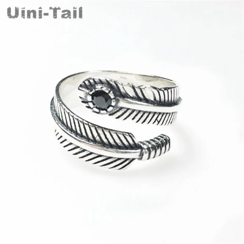 Uini-Tail 2019 new listing 925 sterling silver fashion personality black feather opening ring simple retro trend high quality
Uini-Tail 2019 new listing 925 sterling silver fashion personality black feather opening ring simple retro trend high quality