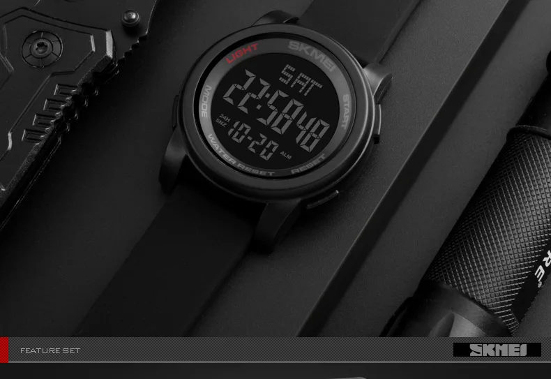 SKMEI 1257 Sport Watch Men Alarm Clock 5Bar Waterproof Multifunction Digital Watch