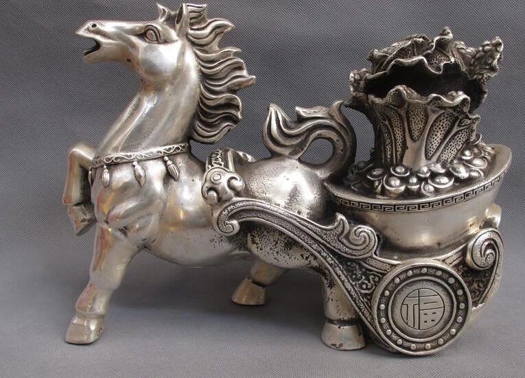 zhaomeirui76++Chinese Tibet White Copper Silver Feng shui Wealth Horse Pull cabbage Statue
zhaomeirui76++Chinese Tibet White Copper Silver Feng shui Wealth Horse Pull cabbage Statue