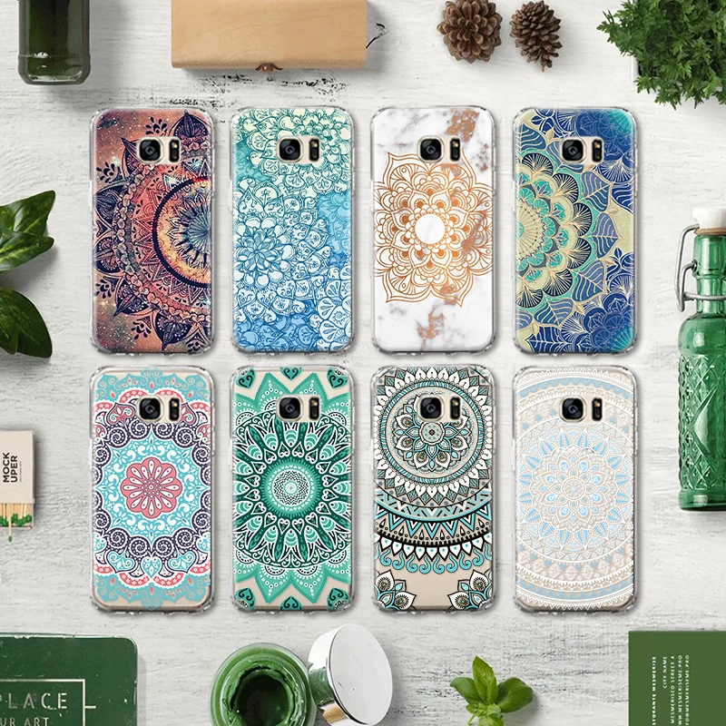 

Colored Flower Floral Mandala TPU Cover for Samsung Galaxy S4 S5 S6 S7 Edge S8 S9 S10 Plus S10e Note 4 5 8 9 Silicone Phone Case
