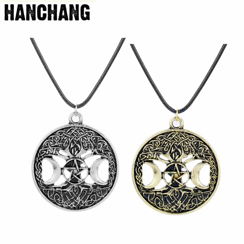 Triple Moon Goddess Wicca Pentagram Magic Amulet Necklace Women Tree of Life Necklaces Jewelry | Украшения и аксессуары