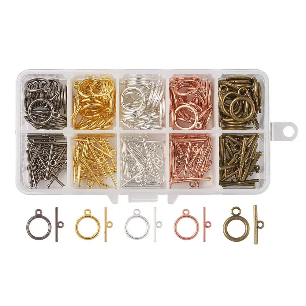 Pandahall 120set/box Tibetan Style Alloy Toggle Clasps For Jewelry Making DIY Bracelet Necklace Accessories Multiple Color
Pandahall 120set/box Tibetan Style Alloy Toggle Clasps For Jewelry Making DIY Bracelet Necklace Accessories Multiple Color