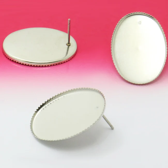 100X Stainless steel 18*25mm Stud Earring Blank Ellipse Teeth edge Setting Tray for Cameo Cabochons Jewelry Fittings
100X Stainless steel 18*25mm Stud Earring Blank Ellipse Teeth edge Setting Tray for Cameo Cabochons Jewelry Fittings
