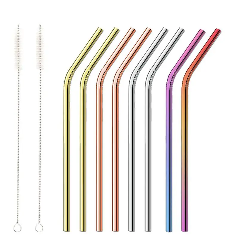 10 Pack Stainless Steel Coloured Reusable Straws Includes 2 Long Cleaning Brushes
10 Pack Stainless Steel Coloured Reusable Straws Includes 2 Long Cleaning Brushes
