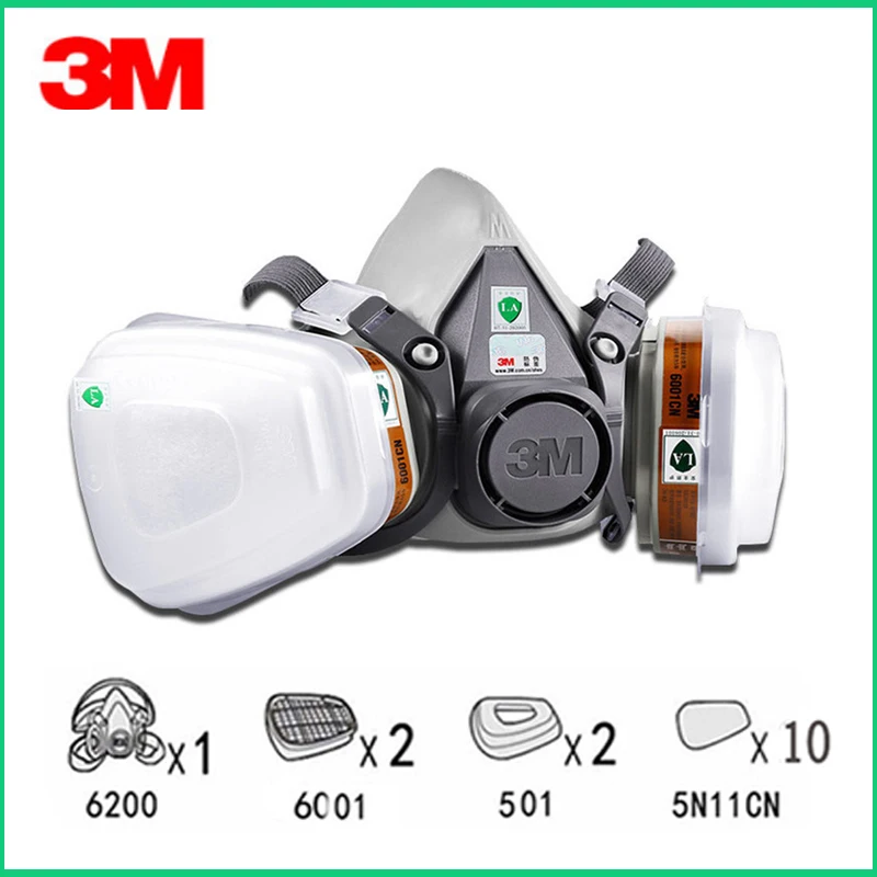 3M 6200 полулицевой респиратор для распыления красок и противогаз 15 в 1 костюм