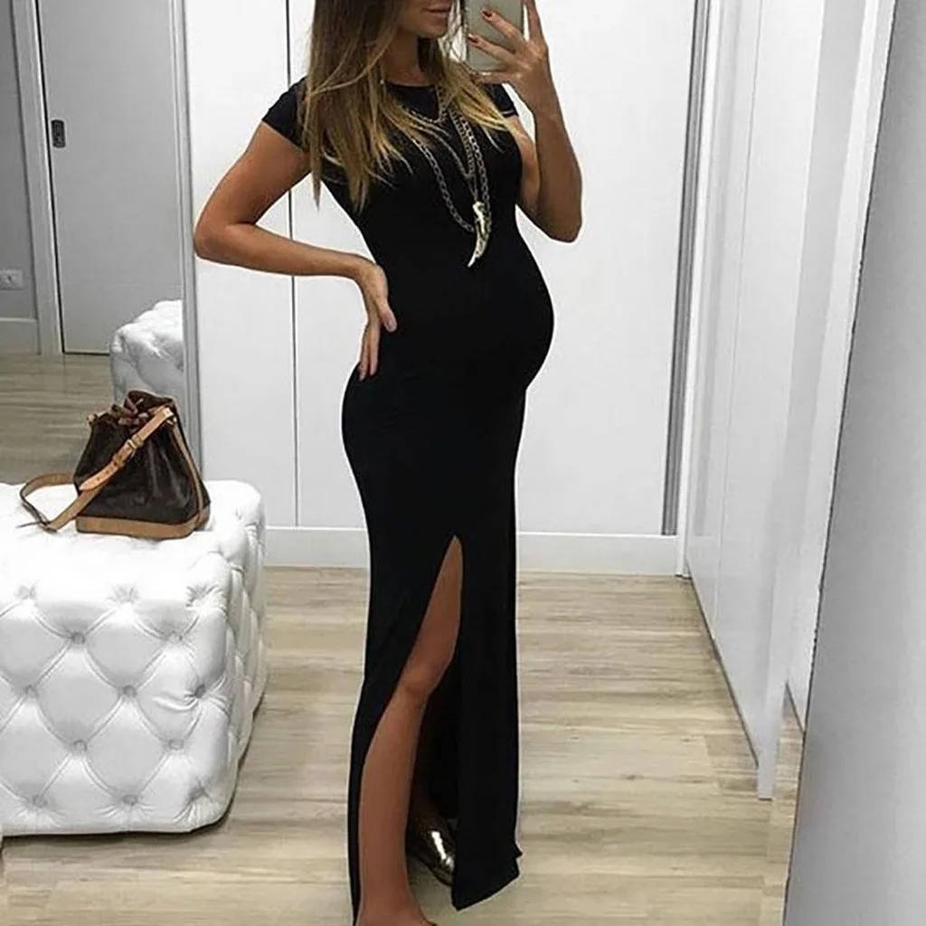 Fashion Women Solid Short Sleeve Bodycon Open Fork Pregnancy Maternity Dress summer robe longue femme enceinte robe enceinte
Fashion Women Solid Short Sleeve Bodycon Open Fork Pregnancy Maternity Dress summer robe longue femme enceinte robe enceinte