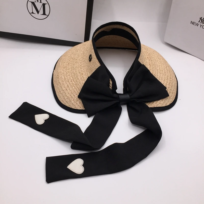 

Lafite grass top hat summer Korean version of the folding sunshade straw hat along the ribbon bow sunscreen hat sun hat