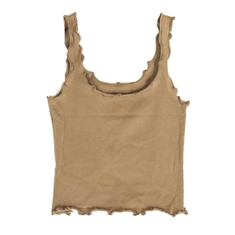 Sexy Bare Midriff Wood ears U neck Tank Tops Vintage 2018 Women Knitted Cotton Short Camis Camisole Tee T-shirts 5 colors
Sexy Bare Midriff Wood ears U neck Tank Tops Vintage 2018 Women Knitted Cotton Short Camis Camisole Tee T-shirts 5 colors