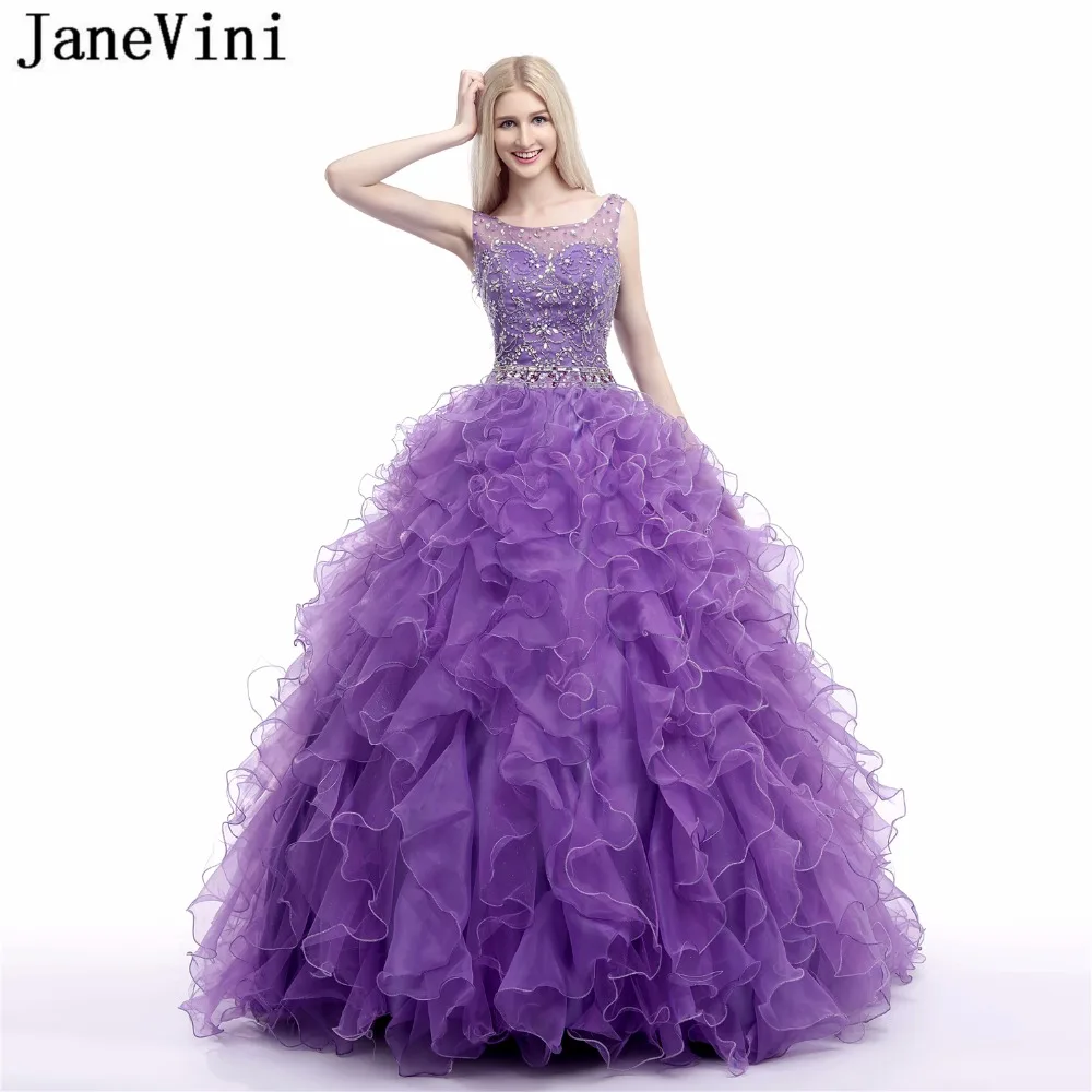 JaneVini Luxury Ball Gown Purple Quinceanera Dresses Scoop Neck Heavy Beading Organza Tiered Ruffles Princess Sweet 16 Dresses
JaneVini Luxury Ball Gown Purple Quinceanera Dresses Scoop Neck Heavy Beading Organza Tiered Ruffles Princess Sweet 16 Dresses
