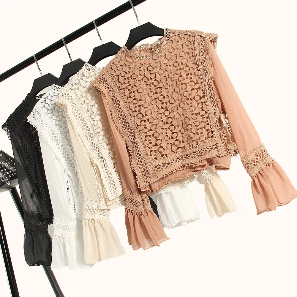 MUMUZI lace hook blouses flower patchwork chiffon blouse trumpet sleeve crochet high waist fake two-piece shirt long sleeve tops
MUMUZI lace hook blouses flower patchwork chiffon blouse trumpet sleeve crochet high waist fake two-piece shirt long sleeve tops