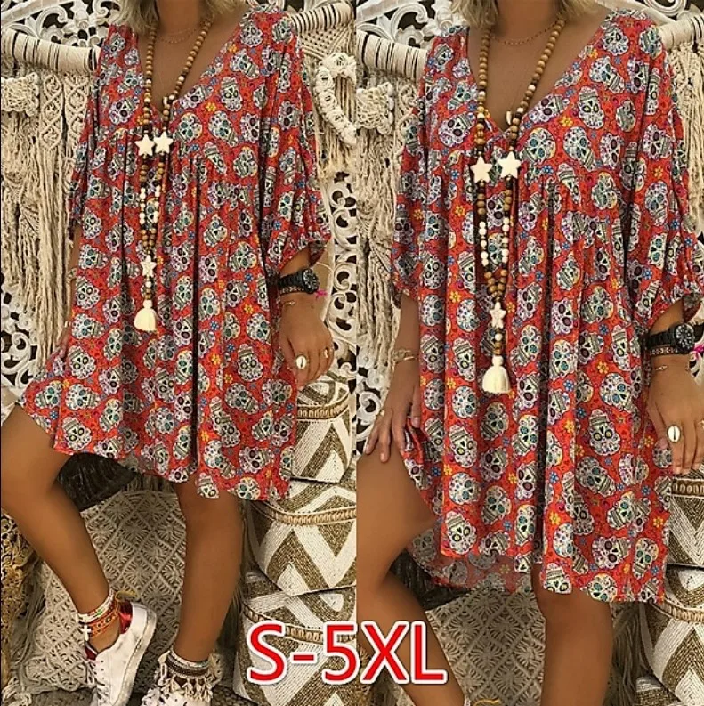 Women Casual V-neck Cotton Shirt Dress Loose T-shirt Dresses Sexy Ladies Fashion Beach Dress Printing Tunics Blouse
Women Casual V-neck Cotton Shirt Dress Loose T-shirt Dresses Sexy Ladies Fashion Beach Dress Printing Tunics Blouse