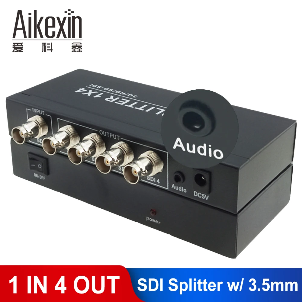 Сплиттер Aikexin SDI 1x4 с разъемом Aux 3 5 мм 4 порта сплиттер 1 вход выхода конвертер HD