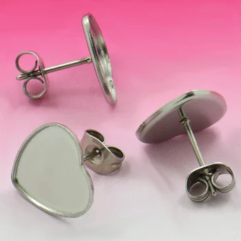 Blank Stainless Steel Stud Earrings Bases with 12mm Heart Bezel Cameo Cabochons Earrings post with Stopper Backs DIY Findings
Blank Stainless Steel Stud Earrings Bases with 12mm Heart Bezel Cameo Cabochons Earrings post with Stopper Backs DIY Findings