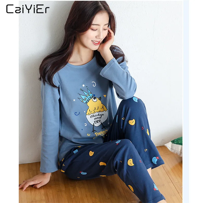 Caiyier 2018 Women Pajamas Set Printed Cartoon Crown Chicken Sleepwear Long Tops Pyjamas Autumn Winter Female Casual Nightwear
Caiyier 2018 Women Pajamas Set Printed Cartoon Crown Chicken Sleepwear Long Tops Pyjamas Autumn Winter Female Casual Nightwear