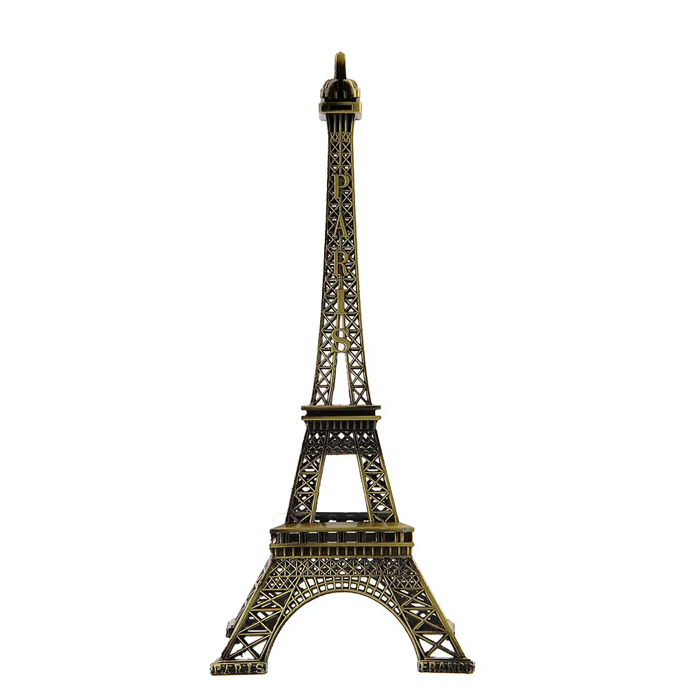 

25cm Bronze Tone Paris Eiffel Tower Figurine Sculpture Antique Model Decors Cheerleader Souvenir
