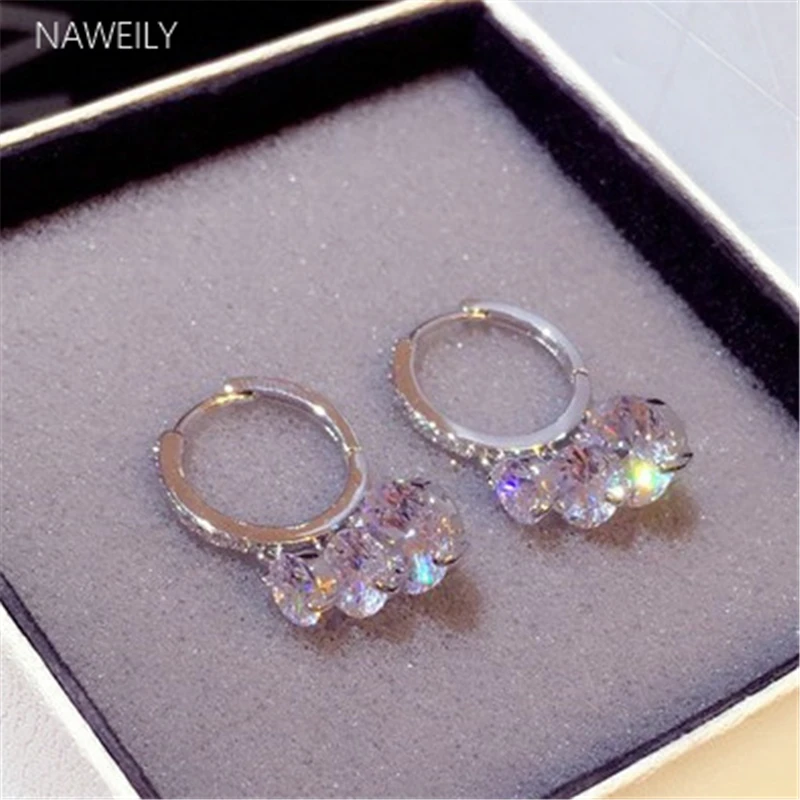 Luxury Female White Round Drop Earrings Fashion 925 Silver Pin Zircon Tassel Earring For Women Wedding Jewelry
Luxury Female White Round Drop Earrings Fashion 925 Silver Pin Zircon Tassel Earring For Women Wedding Jewelry