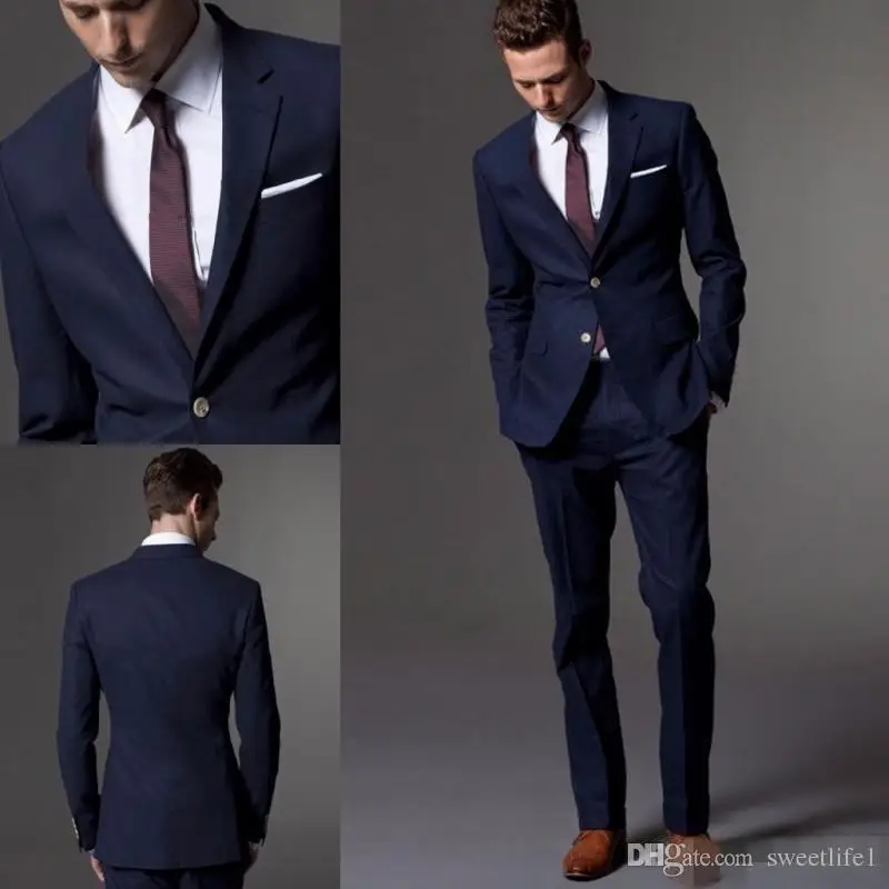 Fashion Style Wedding Suits Two Buttons Groom Tuxedos Navy blue Groomsmen Men Bridegroom for Man clothes (Jacket+Pants)
Fashion Style Wedding Suits Two Buttons Groom Tuxedos Navy blue Groomsmen Men Bridegroom for Man clothes (Jacket+Pants)