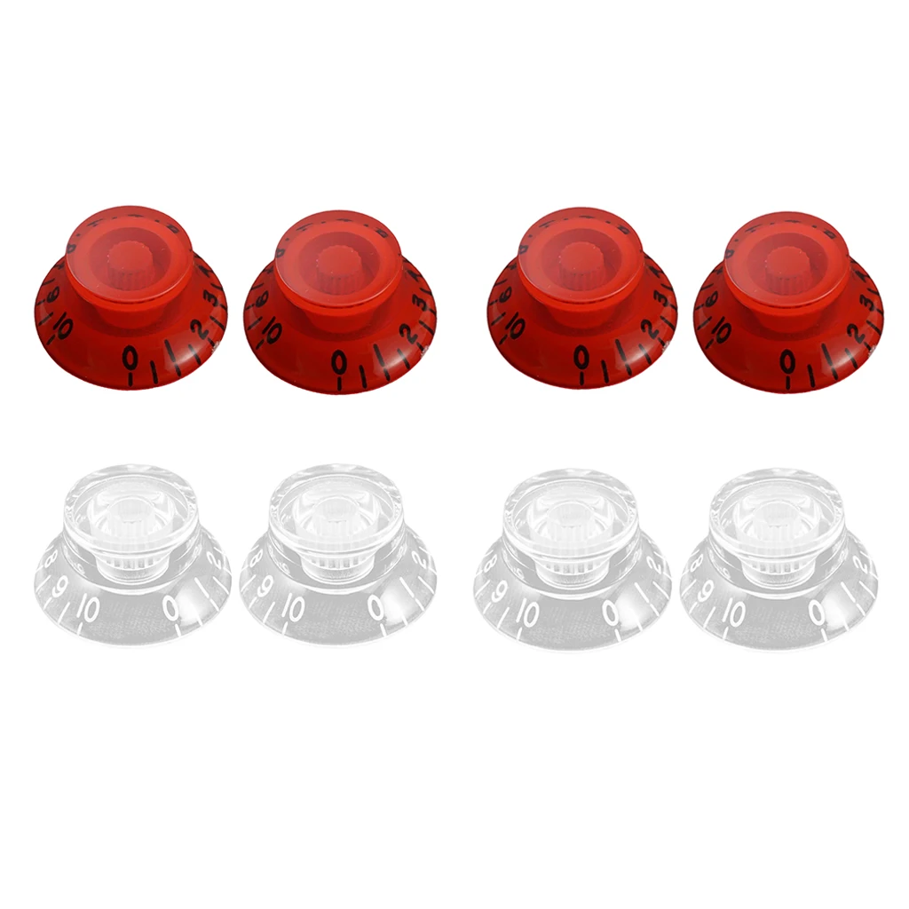 Pack of 4 Acrylic Bell Speed Control Knobs Guitar Tone Volume Knobs for Les Paul Electric Guitar Replacement Part Accessories 
Pack of 4 Acrylic Bell Speed Control Knobs Guitar Tone Volume Knobs for Les Paul Electric Guitar Replacement Part Accessories