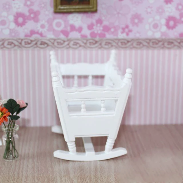 European 1/12 Dollhouse Miniature Children Bunk Bed & Baby Cradle Bedroom Furniture Life Scenes Decor